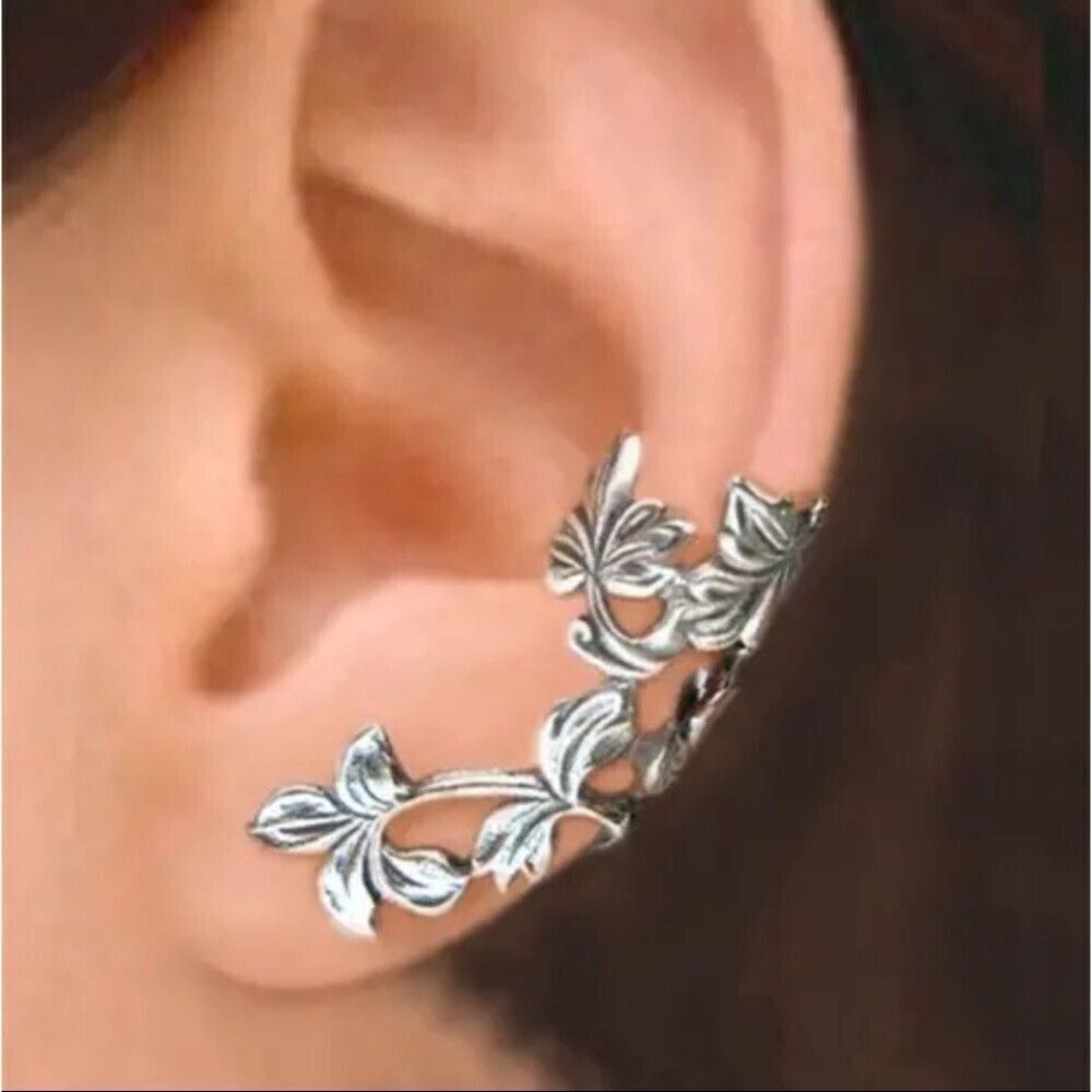 SILVER Floral Ear Cuff no piercing earring